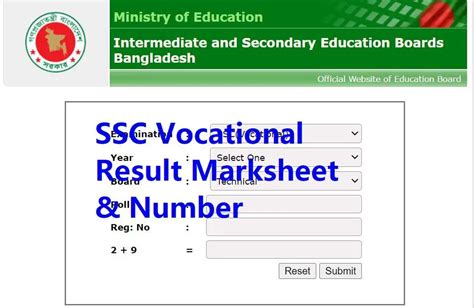 SSC Result 2024 Marksheet with Number .